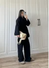 Vool Ham Keten Siyah Kimono Takım