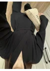 Vool Ham Keten Siyah Kimono Takım
