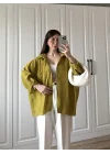 Yağ Yeşili Oversize Tensel Gömlek