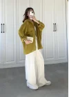 Yağ Yeşili Oversize Tensel Gömlek