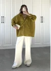 Yağ Yeşili Oversize Tensel Gömlek