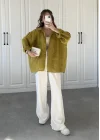 Yağ Yeşili Oversize Tensel Gömlek