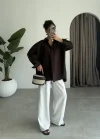 Yale Oversize Poplin Kahve Gömlek