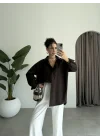 Yale Oversize Poplin Kahve Gömlek