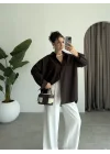 Yale Oversize Poplin Kahve Gömlek
