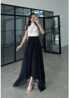 Yarım Astarlı Asimetrik Siyah Etek
