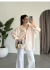 Yavruağzı Oversize Tensel Gömlek