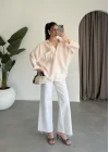 Yavruağzı Oversize Tensel Gömlek