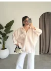 Yavruağzı Oversize Tensel Gömlek