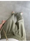 Yıkamalı Beli Lastikli Mint Palazzo Pantolon