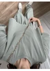 Yıkamalı Crop Haki Şalvar Takım