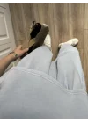 Yıkamalı Crop Mavi Şalvar Takım
