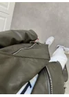 Zara Model Haki Deri Biker Ceket