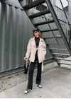 Zara Model Nude Deri Biker Ceket