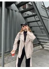 Zara Model Nude Deri Biker Ceket