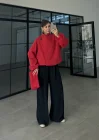 Zena Kruvaze Dik Yaka Kırmızı Trenç