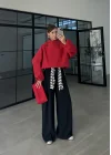 Zena Kruvaze Dik Yaka Kırmızı Trenç