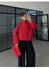 Zena Kruvaze Dik Yaka Kırmızı Trenç