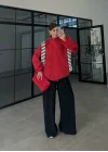 Zena Kruvaze Dik Yaka Kırmızı Trenç