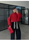 Zena Kruvaze Dik Yaka Kırmızı Trenç