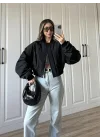 Zr Model. Astarlı Siyah Bomber Ceket