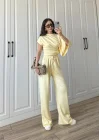 Zr Model Modal Kumaş Tek Kol Yarasa Sarı Büzgülü Takım