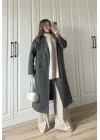 Zr Model Oversize Antrasit Kaşe Kaban