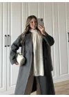 Zr Model Oversize Antrasit Kaşe Kaban