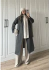 Zr Model Oversize Antrasit Kaşe Kaban