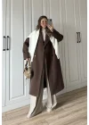 Zr Model Oversize Kahve Kaşe Kaban