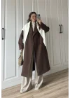 Zr Model Oversize Kahve Kaşe Kaban