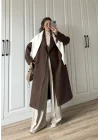 Zr Model Oversize Kahve Kaşe Kaban