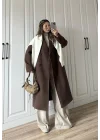 Zr Model Oversize Kahve Kaşe Kaban