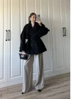 Zr Model Rose Oversize Siyah Kaşe Kaban