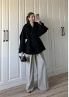 Zr Model Rose Oversize Siyah Kaşe Kaban
