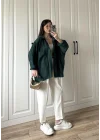 Zümrüt Yeşilİ Oversize Tensel Gömlek