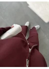 Zurih Çift Fermuarlı Bordo Triko Takım