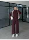 Zurih Çift Fermuarlı Bordo Triko Takım