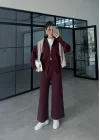 Zurih Çift Fermuarlı Bordo Triko Takım