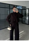 Zurih Çift Fermuarlı Kahve Triko Takım