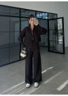 Zurih Çift Fermuarlı Kahve Triko Takım