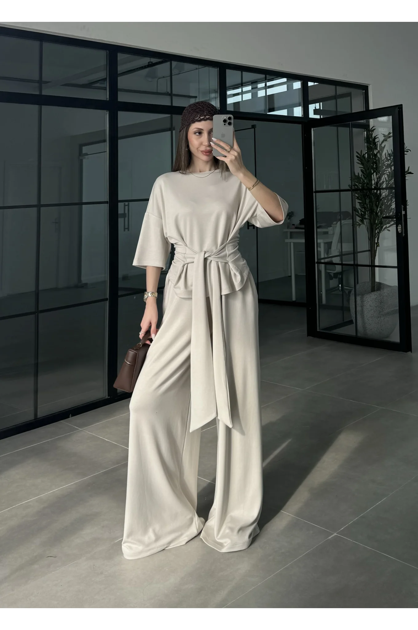 Önden Bağlamalı Model Kumaş Taş Takım