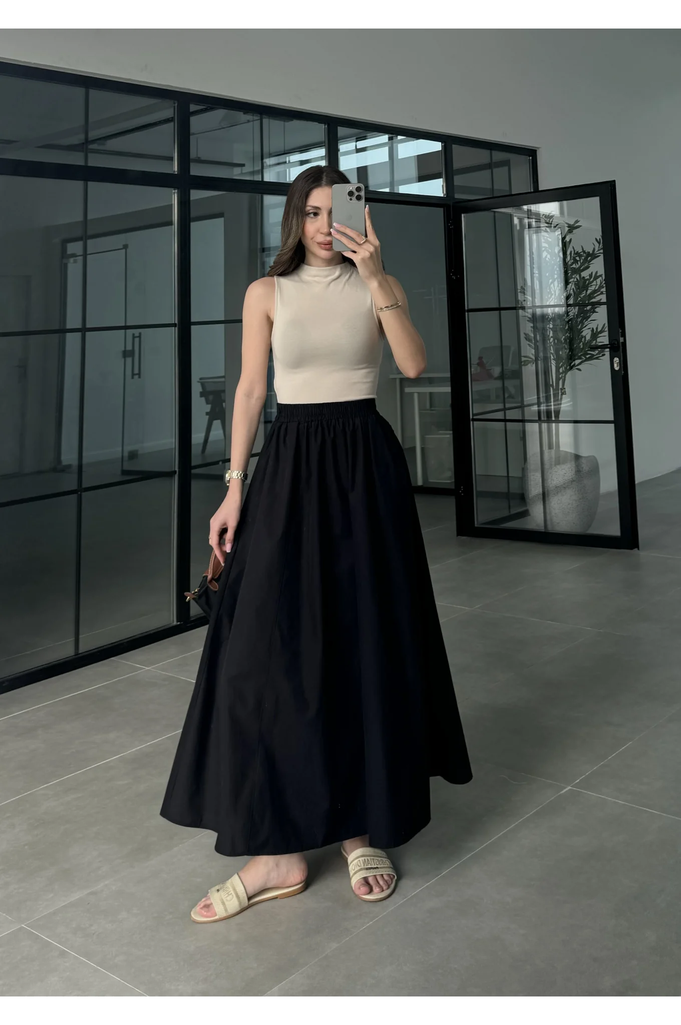 Poplin Kumaş Premium Siyah Etek
