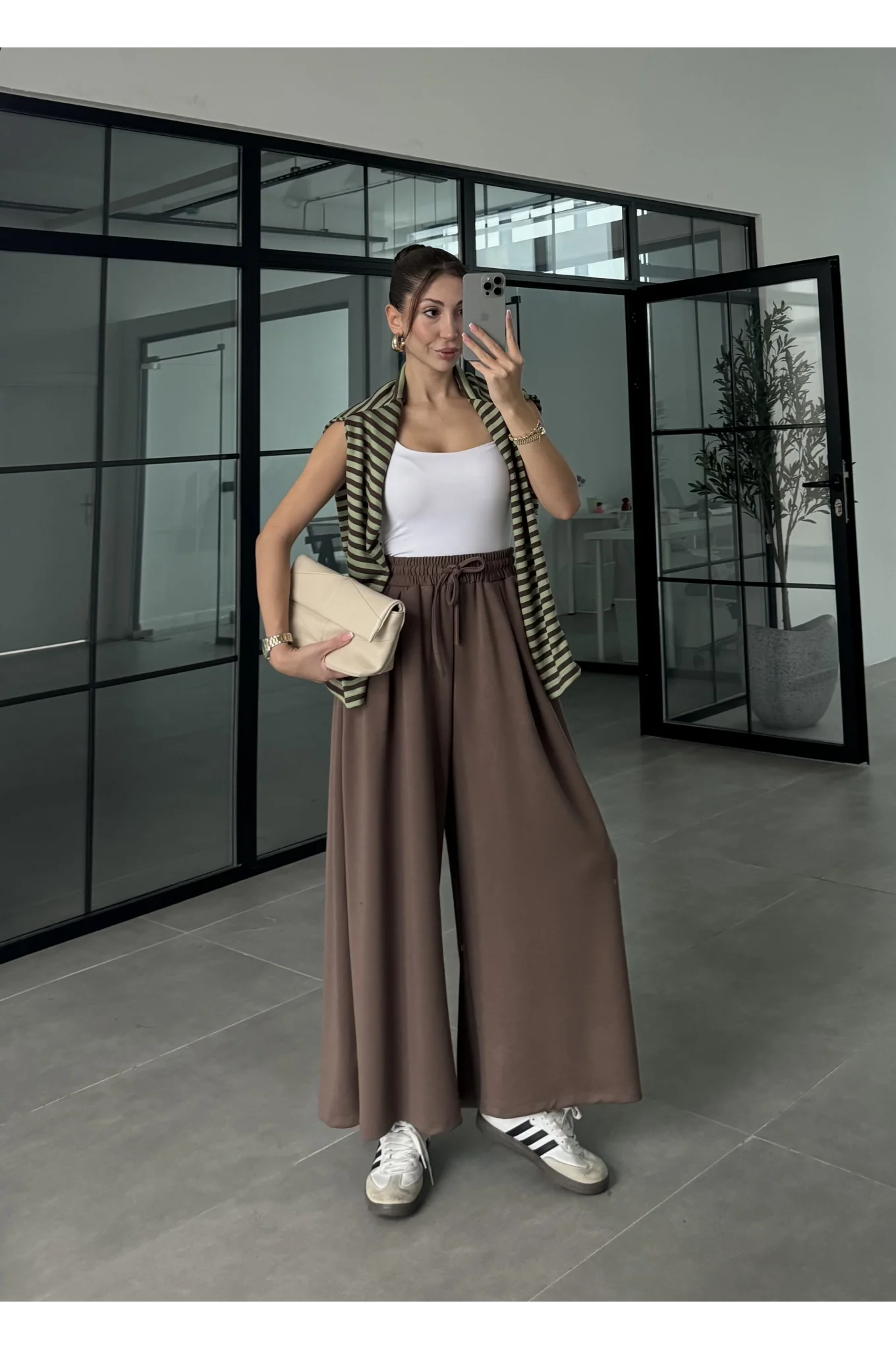Beca Oysh Kumaş Basic Kahve Pantolon