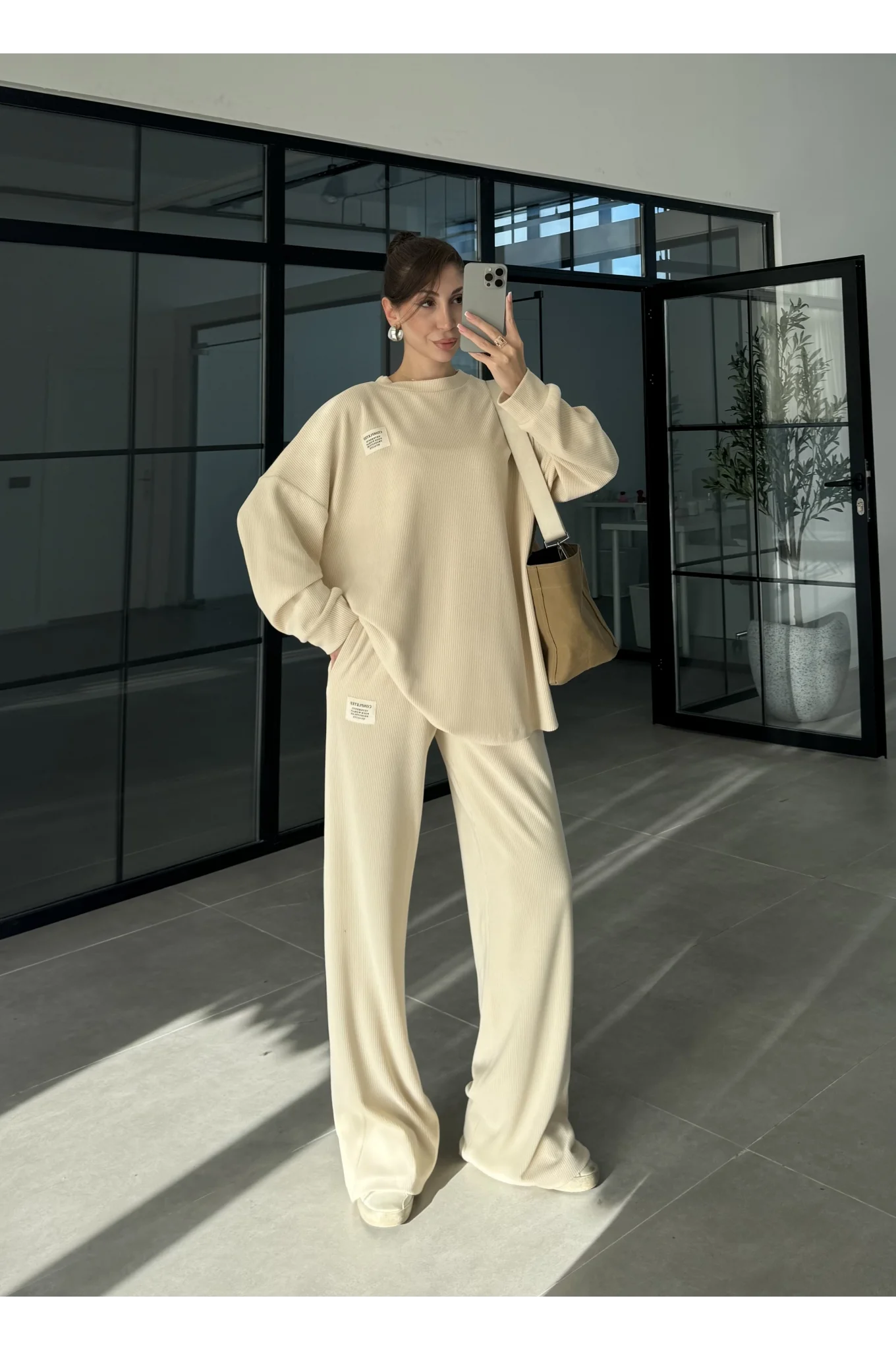 Kaşkorse Oversize Bej Basic Takım