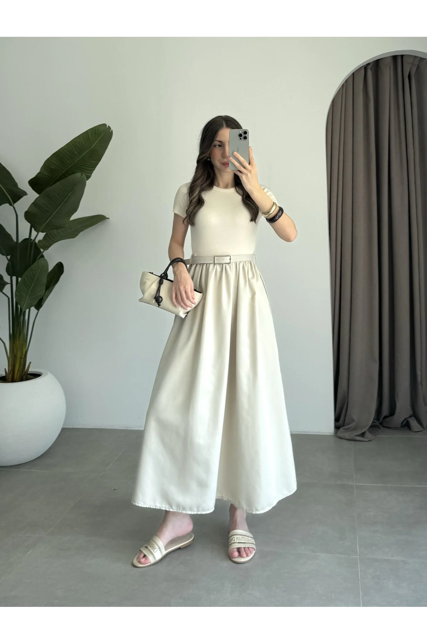 Kemerli Basic Taş Elbise