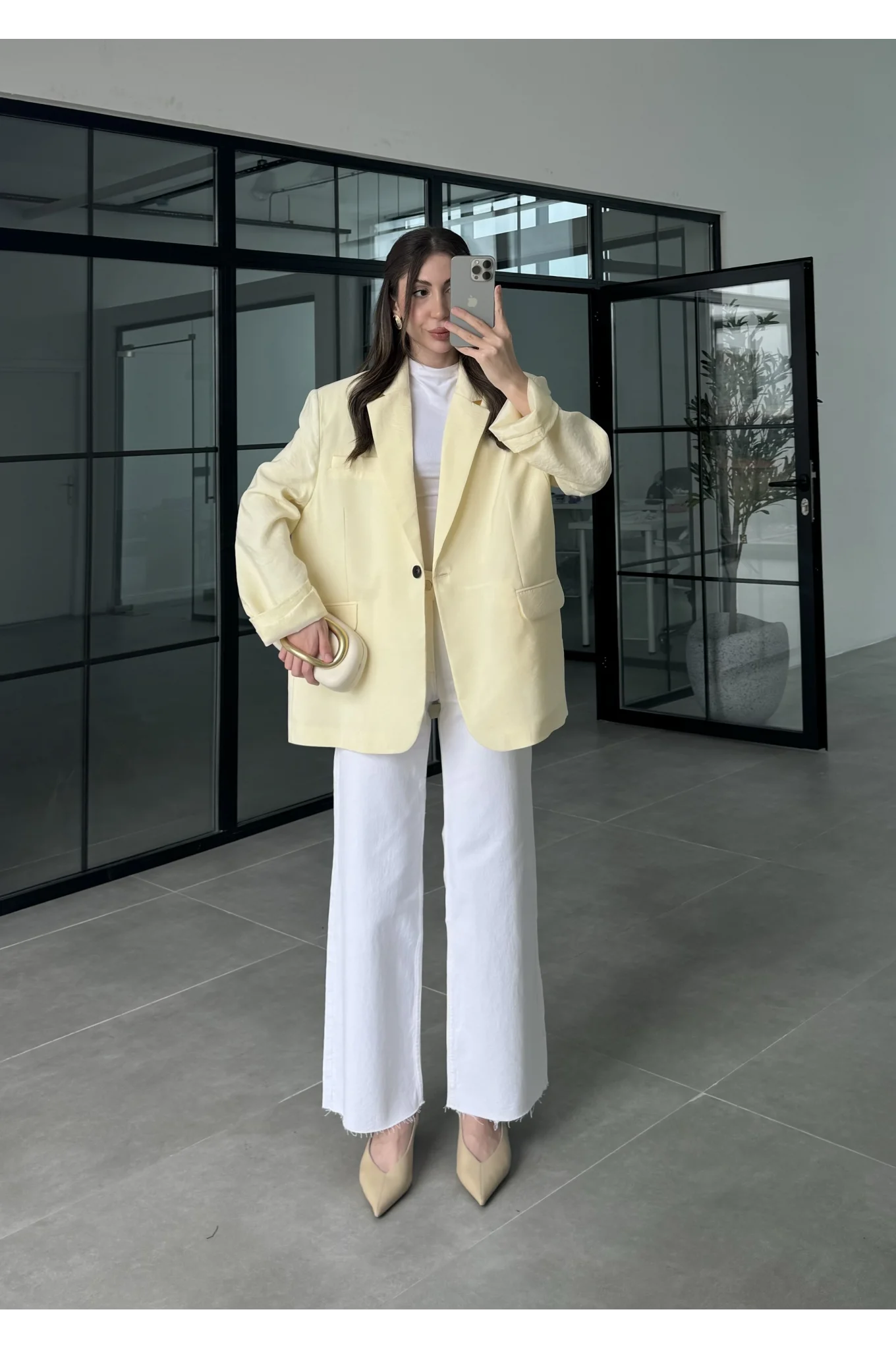 Perla Premium Tensel Sarı Ceket