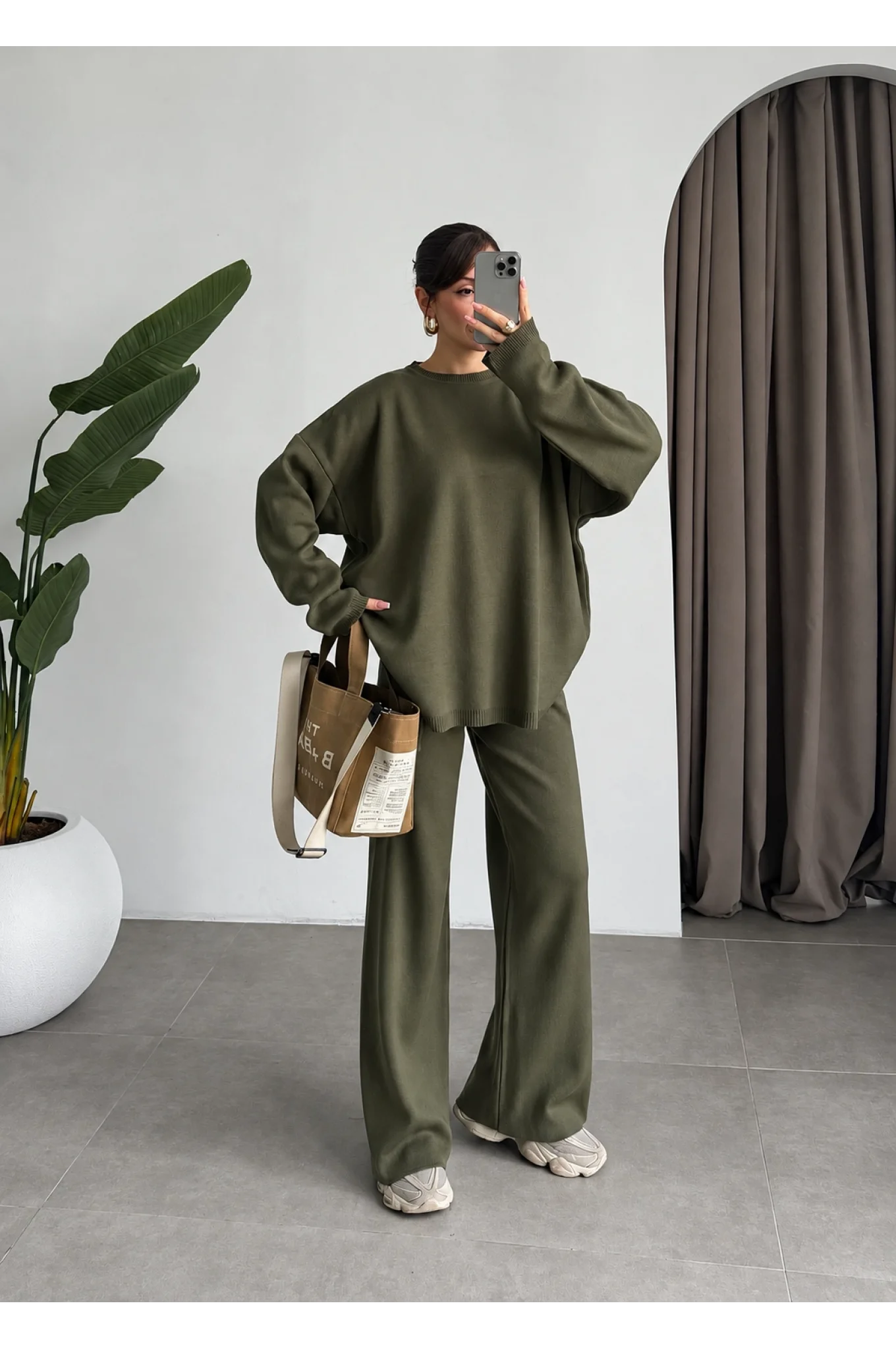 Pinterest Basic Haki Triko Takım