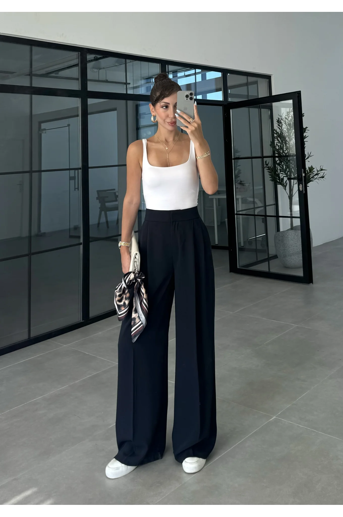 Pinterest Basic Palazzo Kumaş Lacivert Pantolon