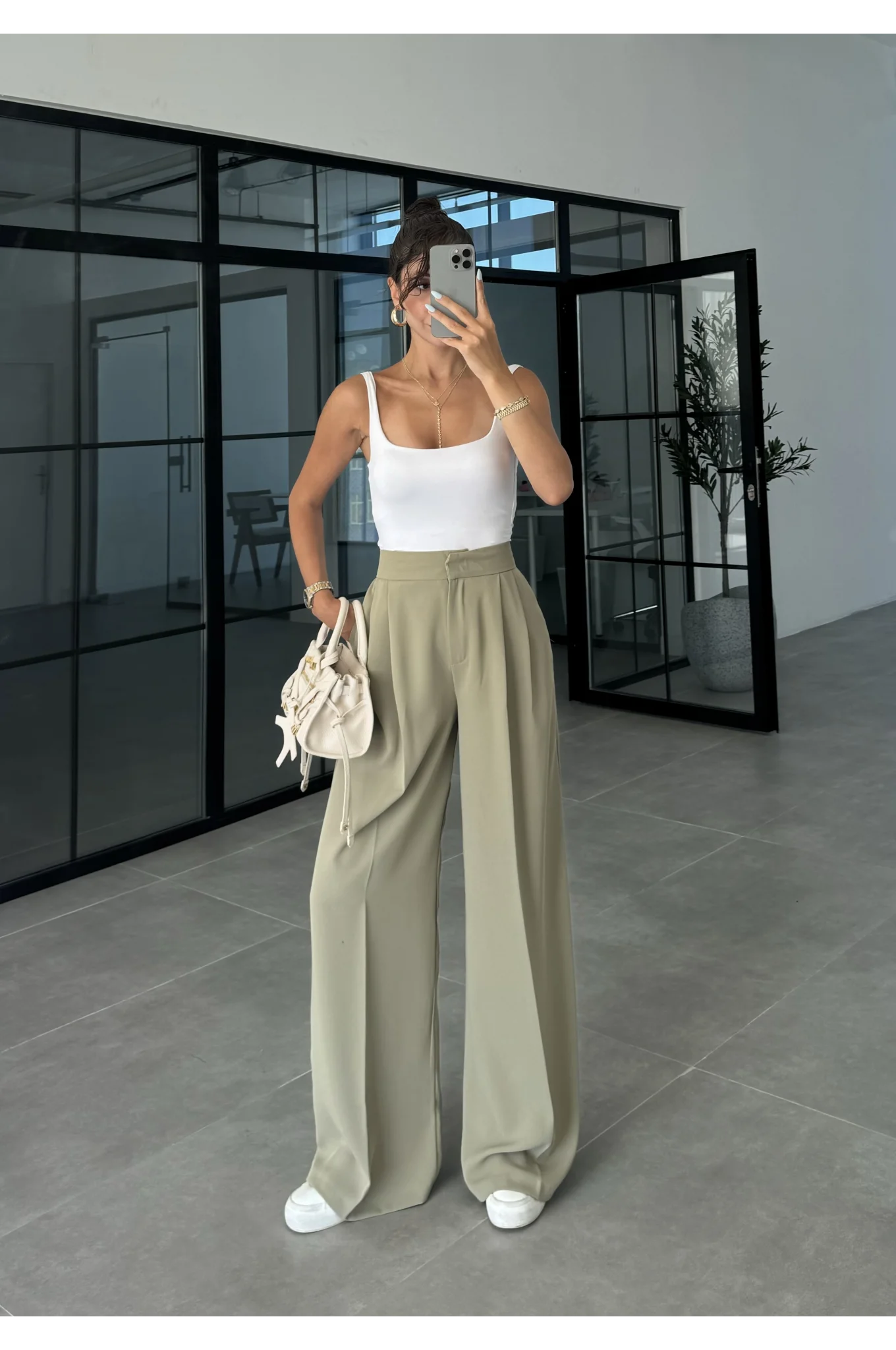 Pinterest Basic Palazzo Kumaş Mint Pantolon